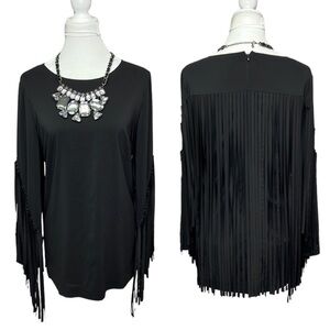 Carmen Marc Valvo Fringed Blouse
